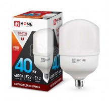 Лампа светодиодная LED-HP-PRO 40Вт 230В 4000К E27 3600лм с адаптером IN HOME 4690612031095