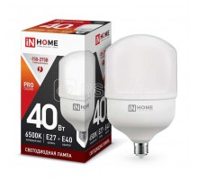 Лампа светодиодная LED-HP-PRO 40Вт 230В 6500К E27 3600лм с адаптером IN HOME 4690612031101