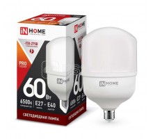 Лампа светодиодная LED-HP-PRO 60Вт 230В 6500К E27 5400Лм с адаптером IN HOME 4690612031132