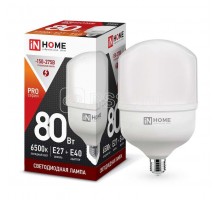 Лампа светодиодная LED-HP-PRO 80Вт 230В 6500К E27 7200Лм с адаптером IN HOME 4690612031149