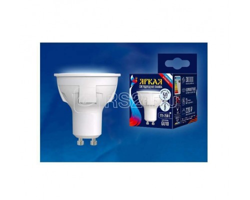 Лампа светодиодная LED-JCDR 6W/NW/GU10/FR PLP01WH форма JCDR мат. серия ЯРКАЯ бел. 4000К упак. картон Uniel UL-00002421