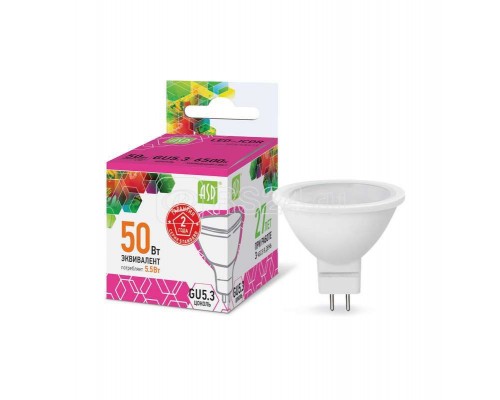 Лампа светодиодная LED-JCDR-standard 5.5Вт 230В GU5.3 6500К 495Лм ASD 4690612012261