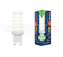 Лампа светодиодная LED-JCD-9W/3000K/G9/CL GLZ09TR прозр. картон Uniel UL-00006488