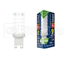 Лампа светодиодная LED-JCD-9W/4000K/G9/CL GLZ09TR прозр. картон Uniel UL-00006489