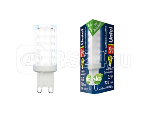 Лампа светодиодная LED-JCD-9W/4000K/G9/CL GLZ09TR прозр. картон Uniel UL-00006489