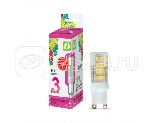 Лампа светодиодная LED-JCD-standard 3Вт 230В 6500К G9 270лм ASD 4690612026435