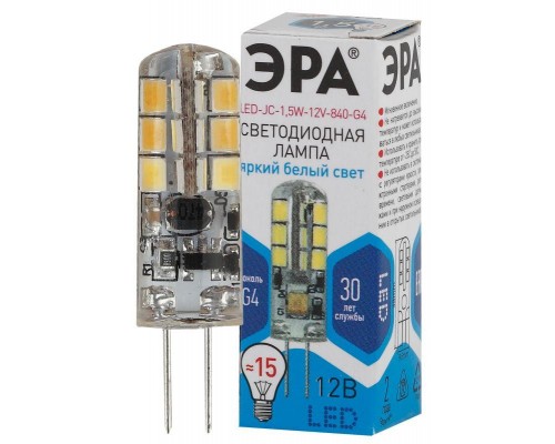 Лампа светодиодная LED-JC-1.5W-12V-840-G4 120лм ЭРА Б0033190