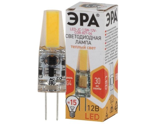 Лампа светодиодная LED-JC-1.5W-12V-COB-827-G4 120лм ЭРА Б0033197