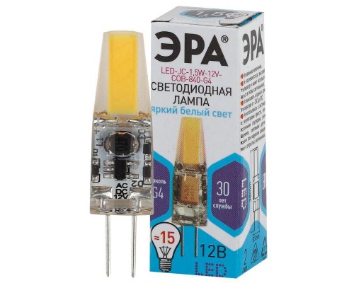 Лампа светодиодная LED-JC-1.5W-12V-COB-840-G4 120лм ЭРА Б0033198