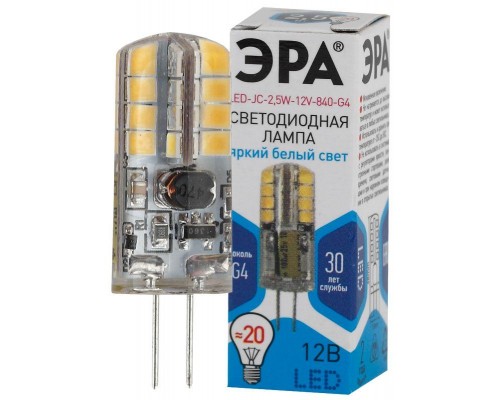 Лампа светодиодная LED-JC-2.5W-12V-840-G4 200лм ЭРА Б0033192