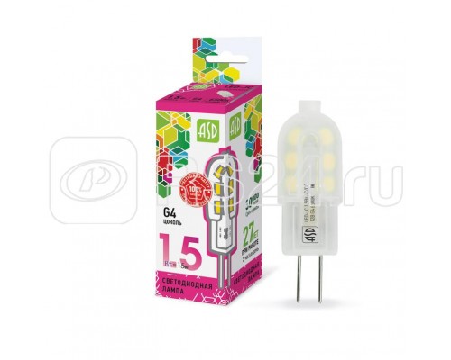 Лампа светодиодная LED-JC-standard 1.5Вт 12В 6500К G4 135лм ASD 4690612026367
