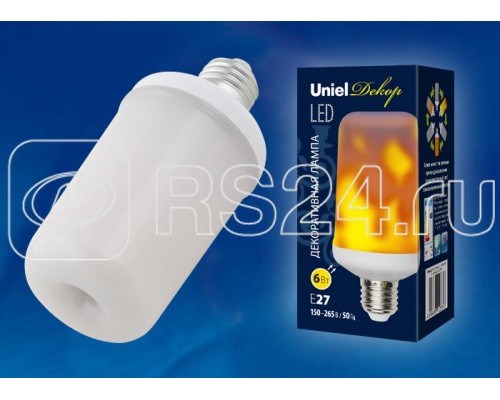Лампа светодиодная LED-L60-6W-FLAME-E27-FR PLD01WH декоратив. матов. картон. Uniel UL-00003360