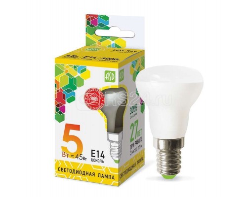 Лампа светодиодная LED-R39-standard 5Вт 3000К тепл. бел. E14 450лм 160-260В ASD 4690612006697