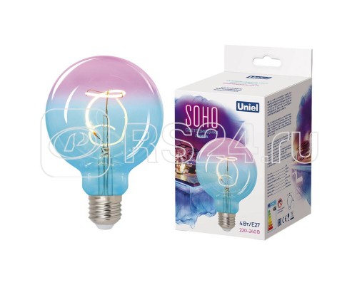 Лампа светодиодная LED-SF01-4W/SOHO/E27/CW BLUE/WINE GLS77TR SOHO спиральный филамент син./винная колба картон Uniel UL-00005892