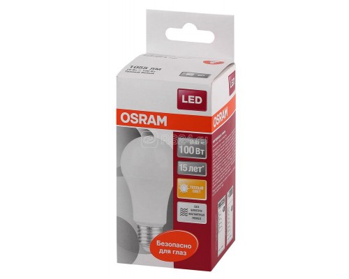 Лампа светодиодная LED STAR CLASSIC A 100 10W/827 10Вт грушевидная 2700К тепл. бел. E27 1060лм 220-240В матов. пласт. OSRAM 4052899971578