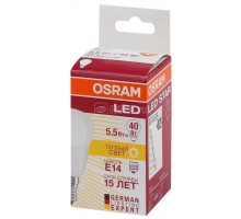 Лампа светодиодная LED STAR CLASSIC P 40 5W/827 5Вт шар 2700К тепл. бел. E14 470лм 220-240В матов. пласт. OSRAM 4052899971615