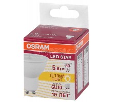 Лампа светодиодная LED STAR PAR16 5Вт (замена 50Вт) тепл. бел. GU10 OSRAM 4058075403376