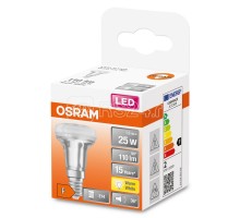 Лампа светодиодная LED STAR R39 25 non-dim 36° 1.5W/827 1.5Вт (замена 25Вт) 2700К тепл. бел. E14 110лм 220-240В прозр. стекло OSRAM 4058075433243