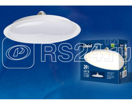Лампа светодиодная LED-U165-20W/3000K/E27/FR PLU01WH форма UFO мат. колба. теплый бел. свет 3000К упак. картон Uniel UL-00004570