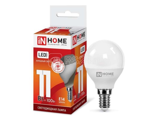 Лампа светодиодная LED-ШАР-VC 11Вт 230В E14 6500К 990лм IN HOME 4690612024929