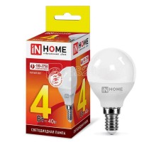 Лампа светодиодная LED-ШАР-VC 4Вт 230В E14 3000К 360лм IN HOME 4690612030517
