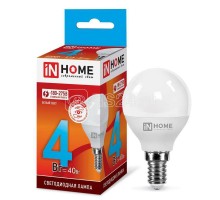 Лампа светодиодная LED-ШАР-VC 4Вт 230В E14 4000К 360лм IN HOME 4690612030531