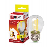 Лампа светодиодная LED-ШАР-deco 9Вт 230В E27 3000К 810лм прозр. IN HOME 4690612026268