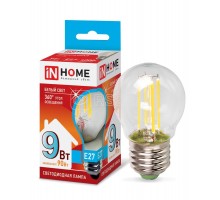 Лампа светодиодная LED-ШАР-deco 9Вт 230В E27 4000К 810лм прозр. IN HOME 4690612026282