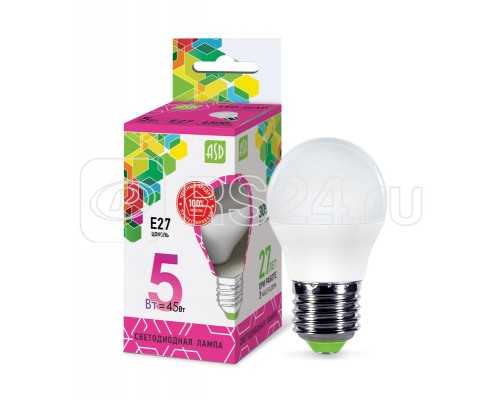 Лампа светодиодная LED-ШАР-standard 5Вт 230В E27 6500К 450лм ASD 4690612024561