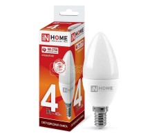 Лампа светодиодная LED-СВЕЧА-VC 4Вт 230В E14 6500К 360лм IN HOME 4690612030135