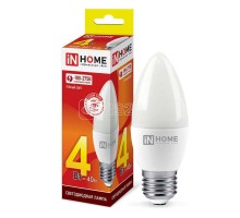 Лампа светодиодная LED-СВЕЧА-VC 4Вт 230В E27 3000К 360лм IN HOME 4690612030111