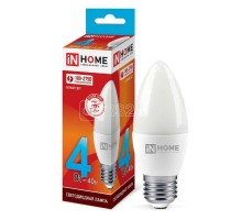 Лампа светодиодная LED-СВЕЧА-VC 4Вт 230В E27 4000К 360лм IN HOME 4690612030098