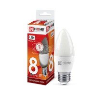Лампа светодиодная LED-СВЕЧА-VC 8Вт 230В E27 6500К 720лм IN HOME 4690612024820