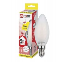Лампа светодиодная LED-СВЕЧА-deco 5Вт 230В E14 3000К 450Лм матовая IN HOME 4690612006826