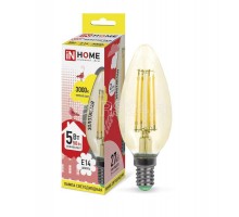 Лампа светодиодная LED-СВЕЧА-deco 5Вт 230В E14 3000К 450Лм зол. IN HOME 4690612007182