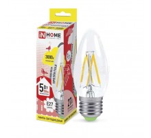 Лампа светодиодная LED-свеча-deco 5Вт 230В E14 4000К 450Лм прозрачная IN HOME 4690612007571