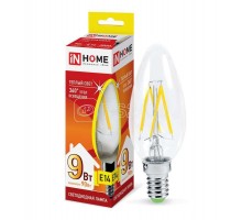 Лампа светодиодная LED-СВЕЧА-deco 9Вт 230В E14 3000К 810лм прозр. IN HOME 4690612026183