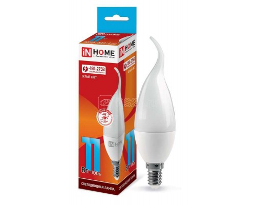 Лампа светодиодная LED-СВЕЧА НА ВЕТРУ-VC 11Вт 230В E14 4000К 990лм IN HOME 4690612030470