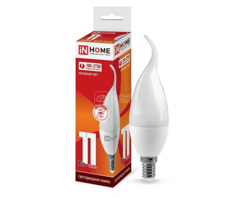 Лампа светодиодная LED-СВЕЧА НА ВЕТРУ-VC 11Вт 230В E14 6500К 990лм IN HOME 4690612030494