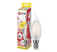 Лампа светодиодная LED-СВЕЧА НА ВЕТРУ-deco 5Вт 230В E14 3000К 450Лм матовая IN HOME 4690612006796