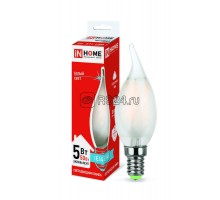 Лампа светодиодная LED-СВЕЧА НА ВЕТРУ-deco 5Вт 230В E14 4000К 450Лм матовая IN HOME 4690612006802