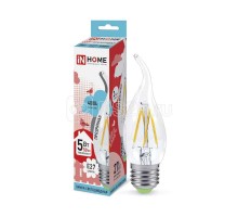 Лампа светодиодная LED-СВЕЧА НА ВЕТРУ-deco 5Вт 230В E27 4000К 450Лм прозр. IN HOME 4690612007656