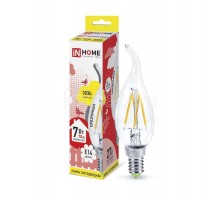 Лампа светодиодная LED-СВЕЧА НА ВЕТРУ-deco 7Вт 230В E14 3000К 630Лм прозр. IN HOME 4690612007663