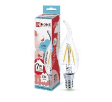 Лампа светодиодная LED-СВЕЧА НА ВЕТРУ-deco 7Вт 230В E14 4000К 630Лм прозр. IN HOME 4690612007670