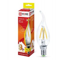Лампа светодиодная LED-СВЕЧА НА ВЕТРУ-deco 9Вт 230В E14 3000К 810лм прозр. IN HOME 4690612026220