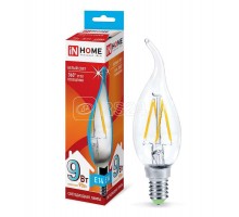 Лампа светодиодная LED-СВЕЧА НА ВЕТРУ-deco 9Вт 230В E14 4000К 810лм прозр. IN HOME 4690612026244