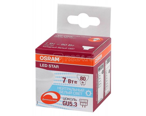 Лампа светодиодная LS MR16 D 80 110 7W/840 230В GU5.3 диммир. OSRAM 4058075229037