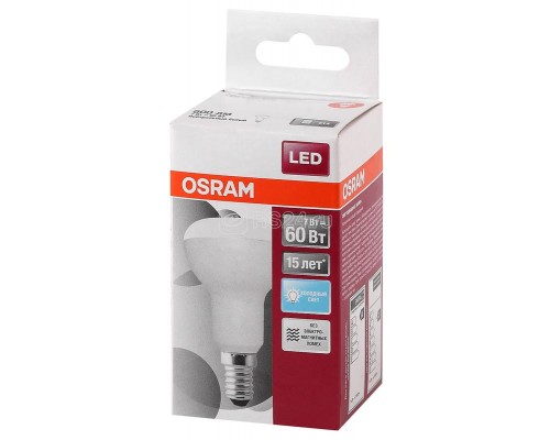 Лампа светодиодная LS R50 60 7W/840 230В FR E14 OSRAM 4058075282575