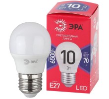 Лампа светодиодная P45-10W-865-E27 R (диод шар 10Вт хол E27) (10/100/3600) ЭРА Б0045355