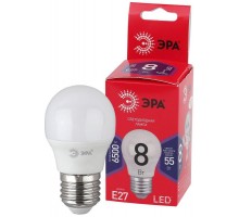 Лампа светодиодная P45-8W-865-E27 R (диод шар 8Вт хол E27) (10/100/3600) ЭРА Б0045359